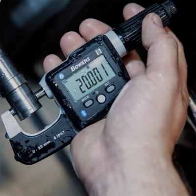 BOWERS IP67 Digital Mikrometerskrue 0-25x0,001 mm med roterende spindel og Bluetooth IOT